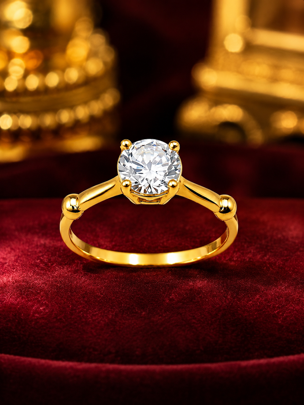 18K Gold Solitaire Diamond Ring for Women