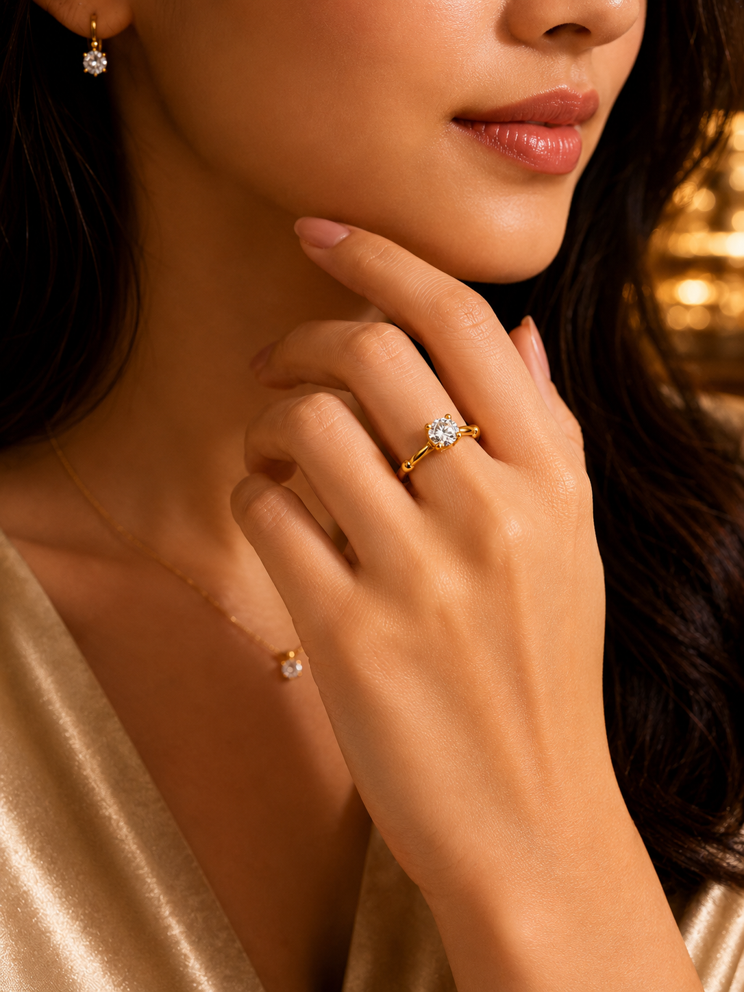 18K Gold Solitaire Diamond Ring for Women