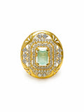 18K Gold Emerald Halo Statement Ring for  Women