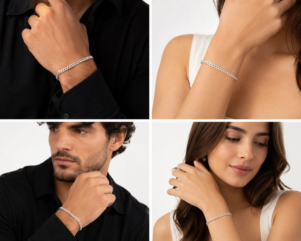 Kritharth Jewels Silver-Tone Cuban Link Bracelet