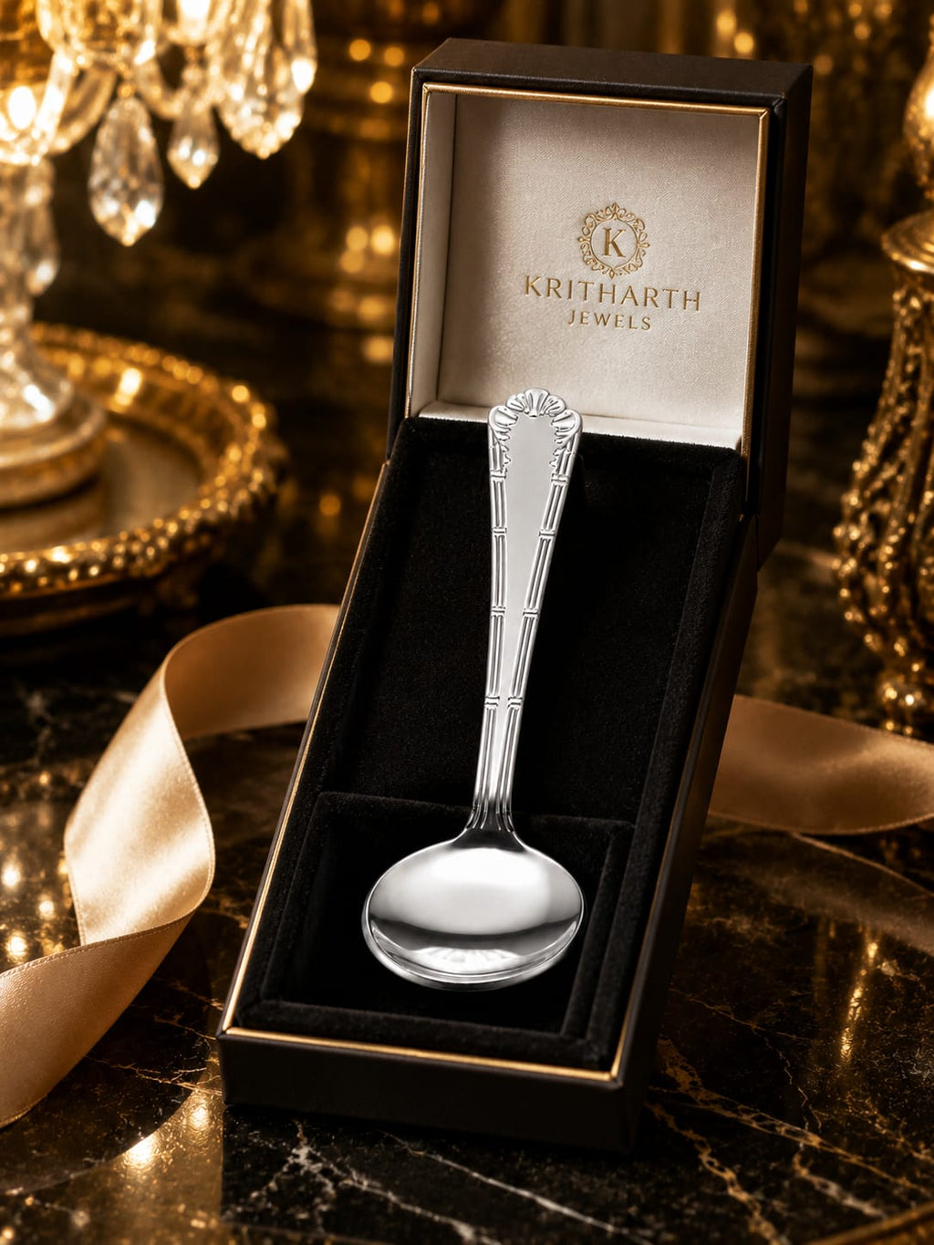 Kritharth Jewels 999 Pure Silver Baby Feeding Spoon