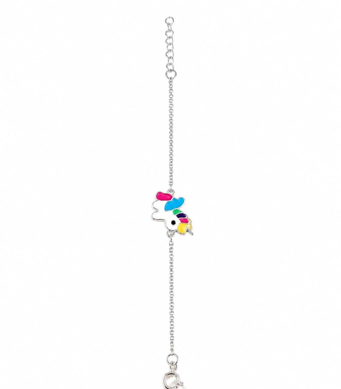 925 Sterling Silver Rainbow Unicorn Charm Adjustable Bracelet for Kids & Women