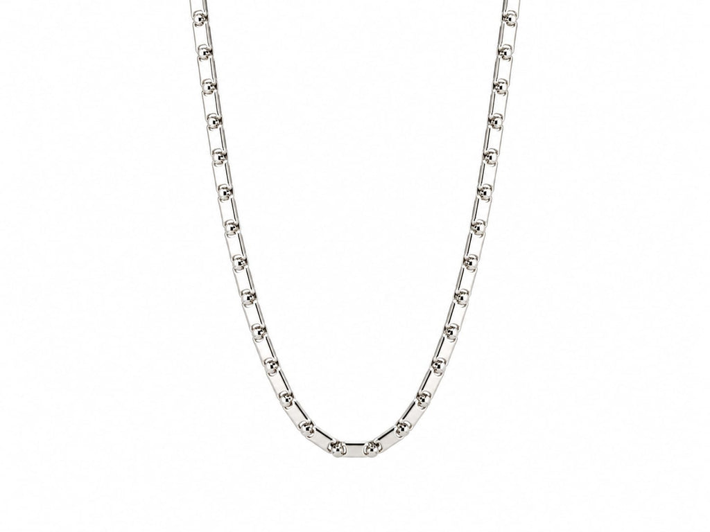 Silver Beaded Link Chain Necklace – Elegant Unisex Fashion Chain