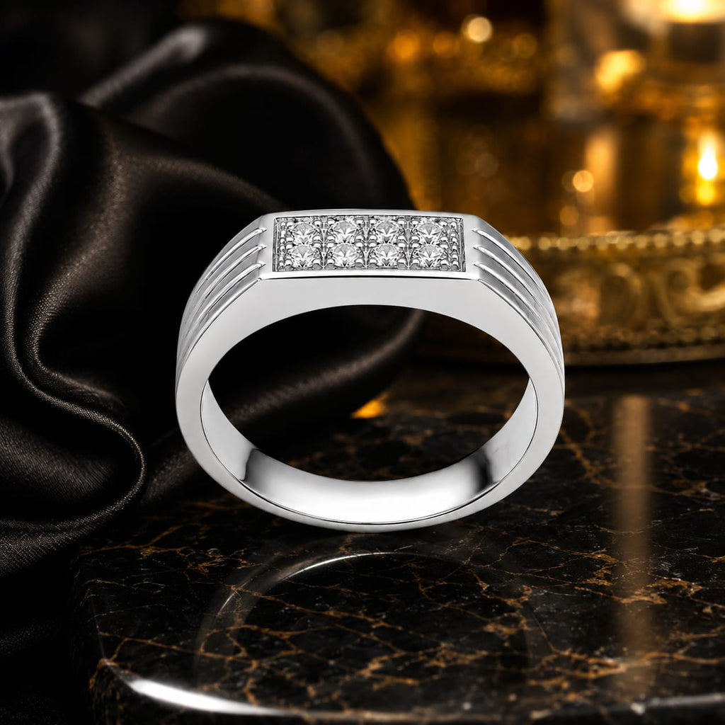 Kritharth Jewels 925 Sterling Silver Square Zircon Statement Ring