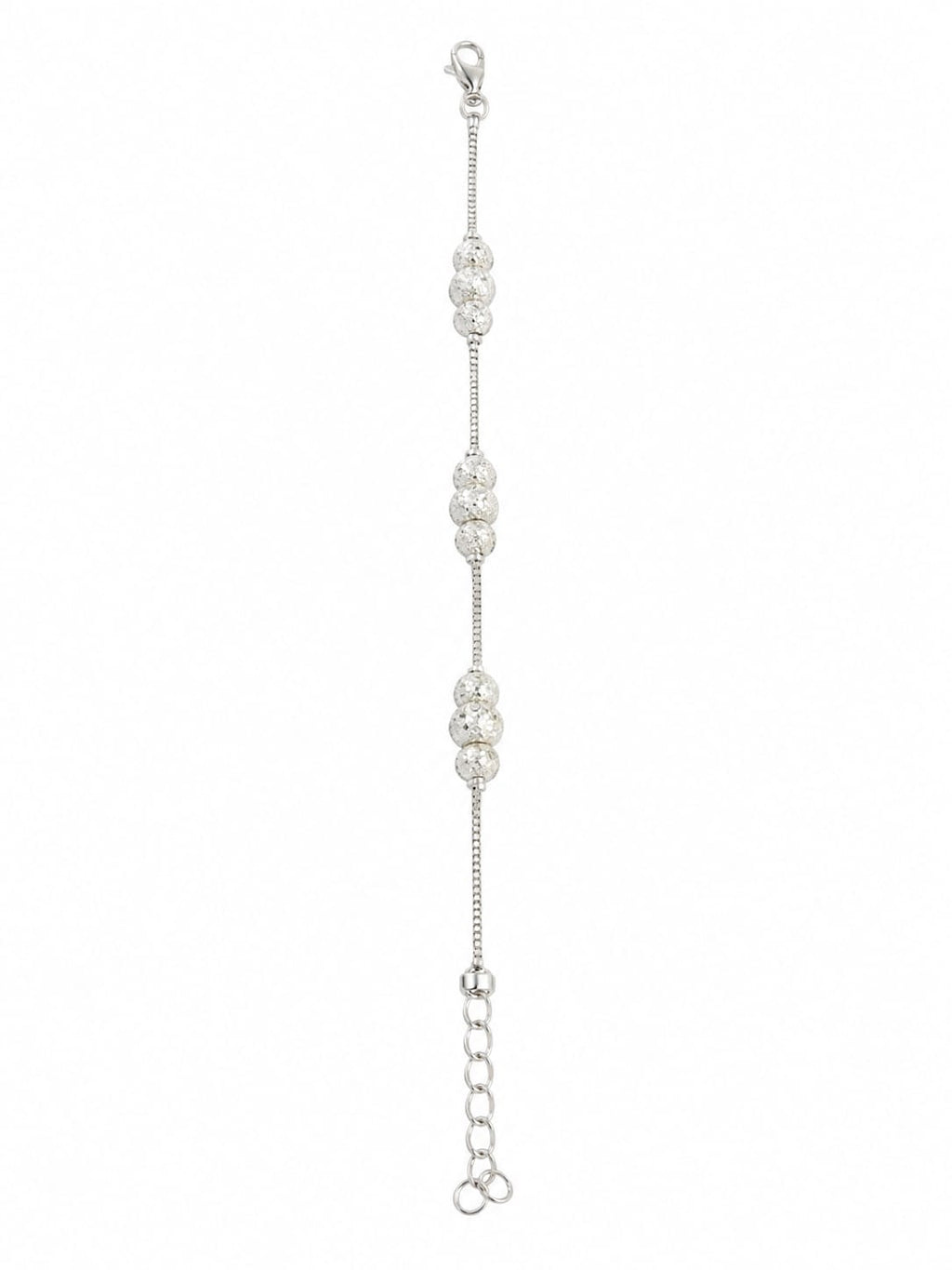 925 Sterling Silver Cubic Zirconia Beaded Adjustable Bracelet for Women