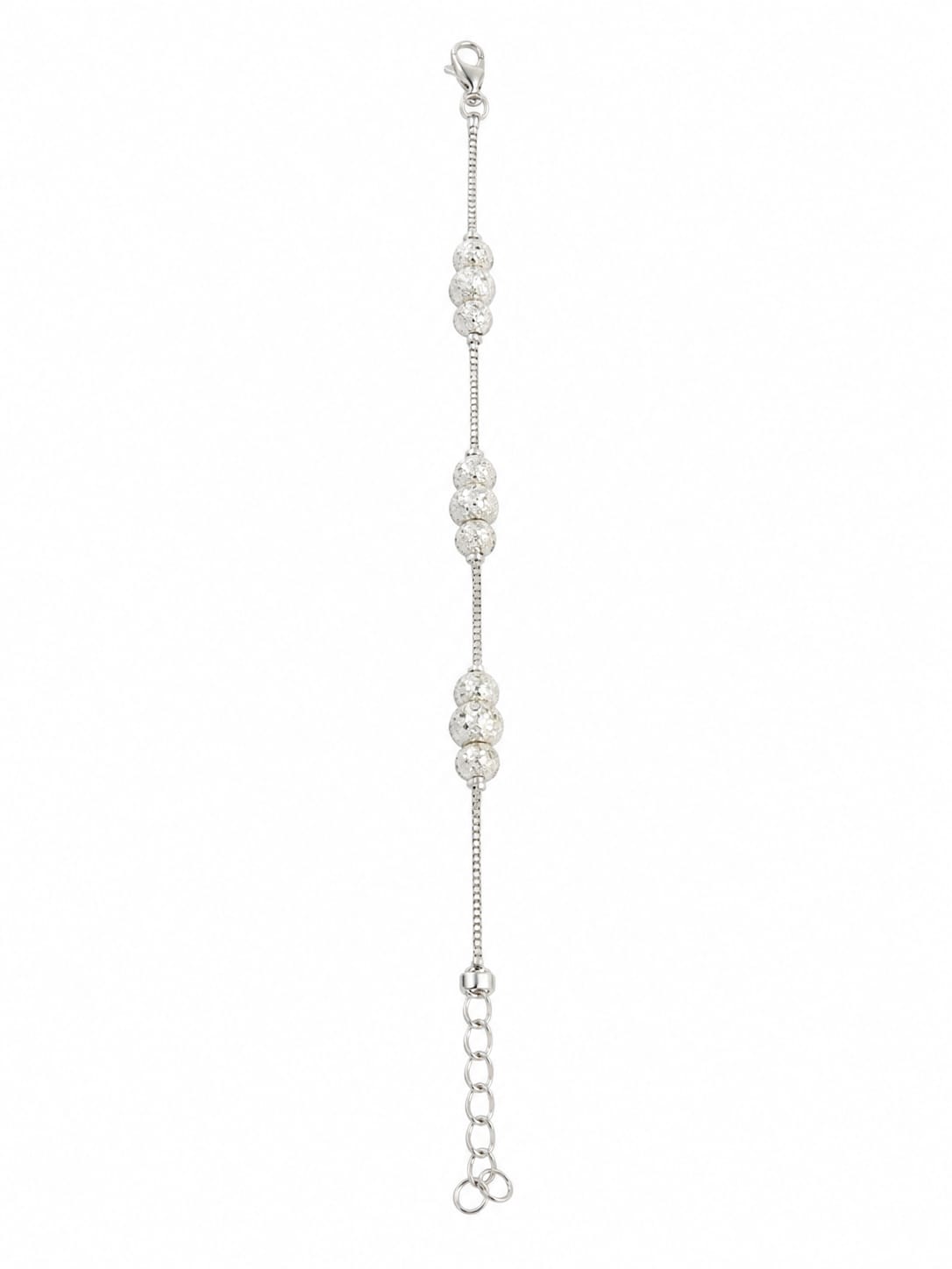 925 Sterling Silver Cubic Zirconia Beaded Adjustable Bracelet for Women