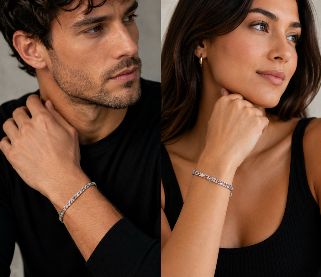 Twisted Curb Link Silver Bracelet for Men & Women