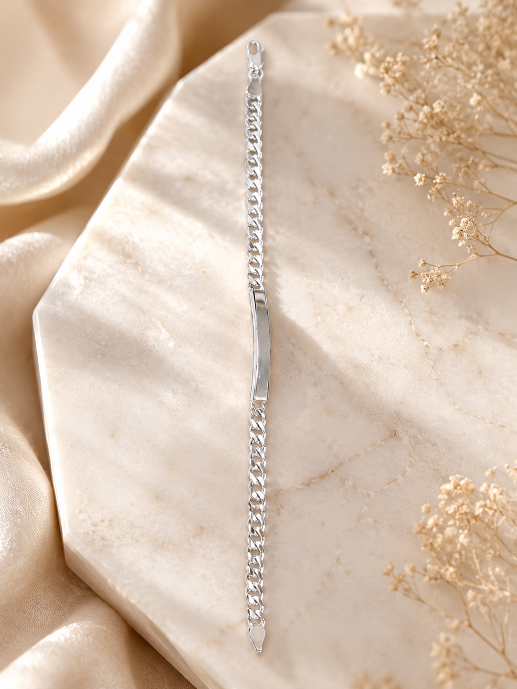 Kritharth Jewels Sterling Silver ID Chain Bracelet