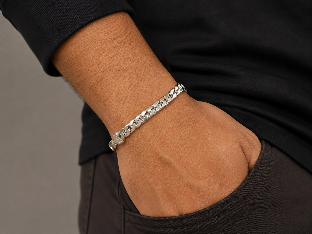 Kritharth Jewels Silver Cuban Link Bracelet for Men