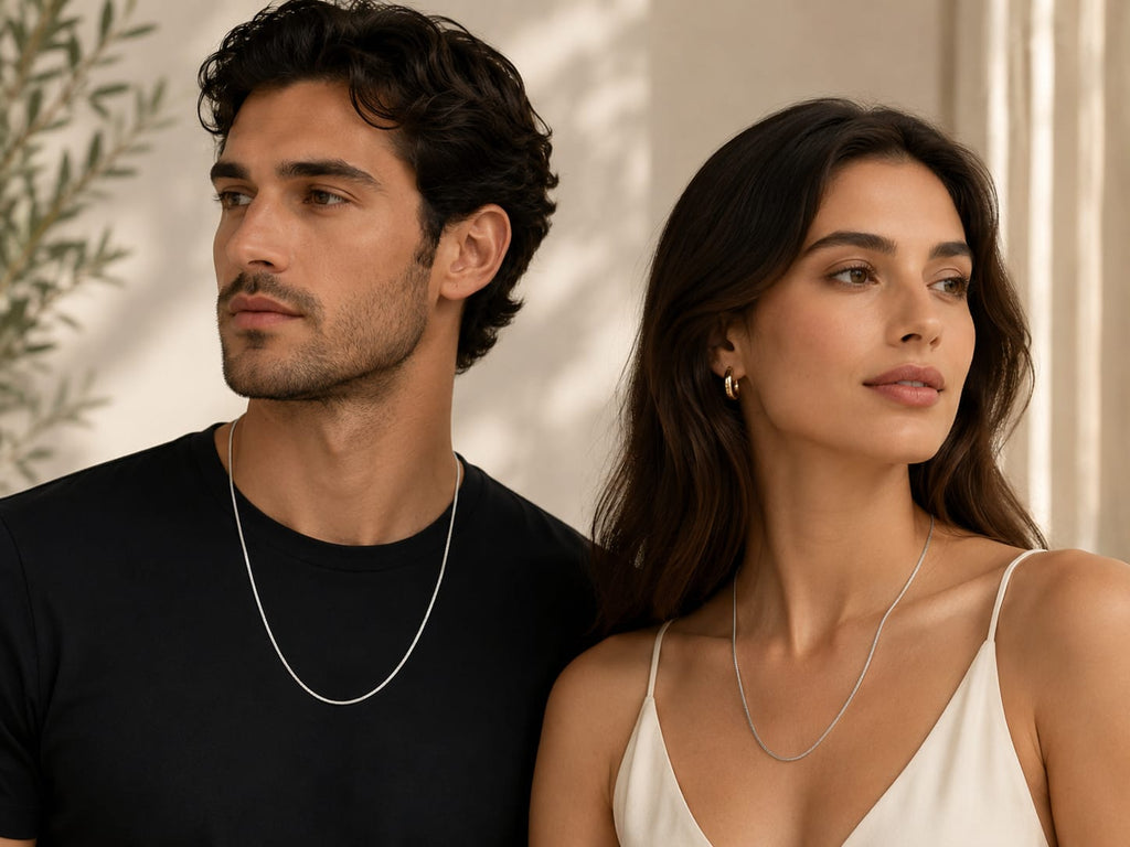 Minimalist Unisex Silver Snake Chain Necklace