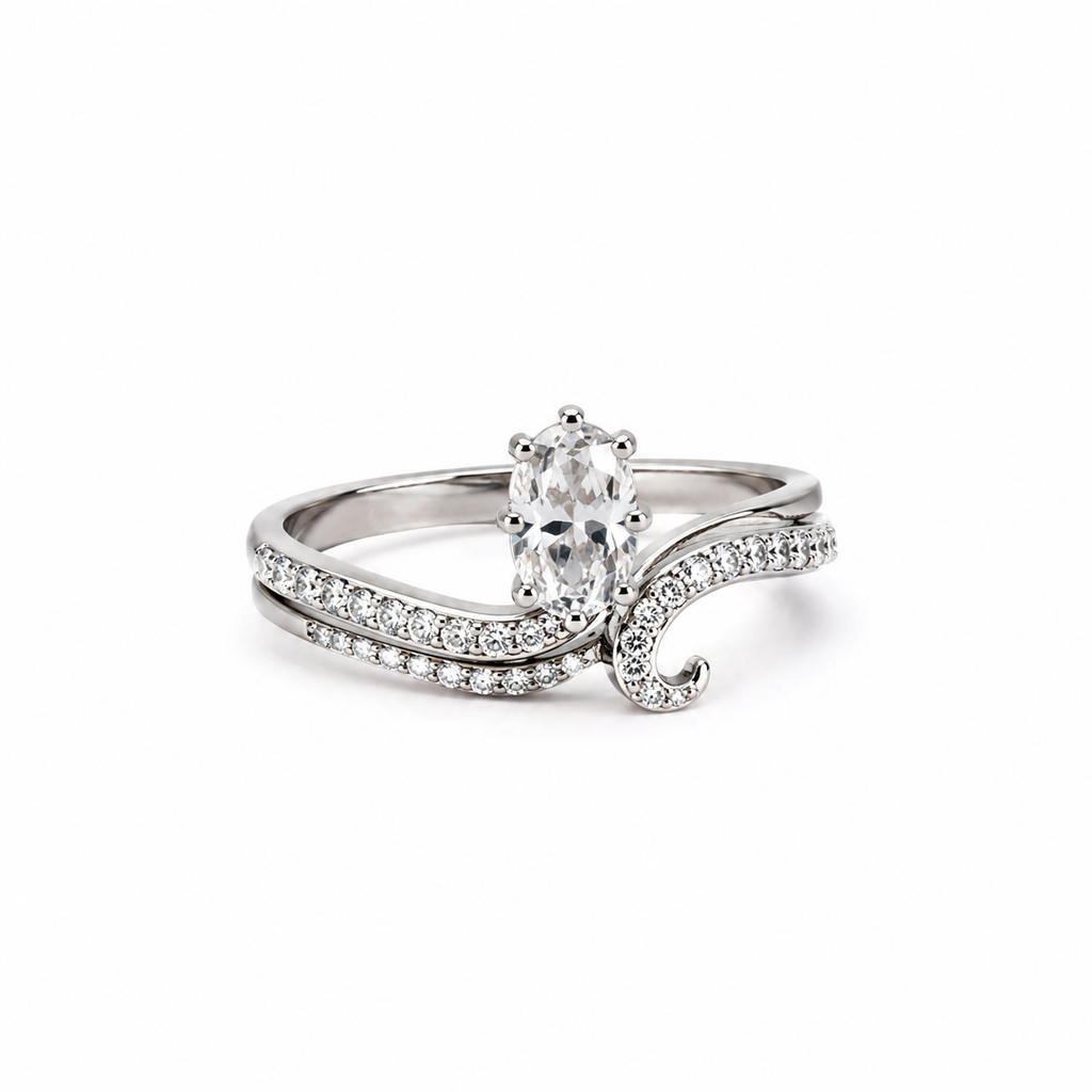 Elegant Swan Crystal Open Ring – Silver Finish Adjustable Ring for Women