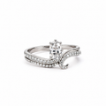 Elegant Swan Crystal Open Ring – Silver Finish Adjustable Ring for Women
