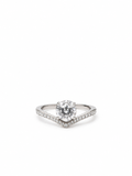 Luxury Halo Solitaire Ring – Silver-Tone Crystal Statement Ring for Women